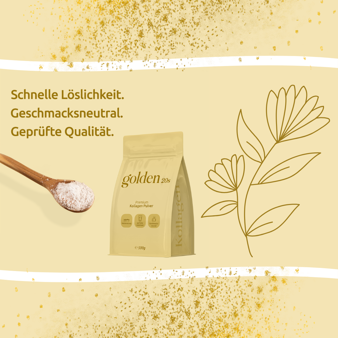 Kollagen Pulver Jahresvorrat 8 x 500g – Kollagen Hydrolysat Typ I, II & III aus Weidehaltung – Golden20®