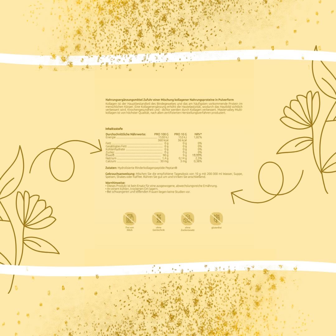 Kollagen Pulver Jahresvorrat 8 x 500g – Kollagen Hydrolysat Typ I, II & III aus Weidehaltung – Golden20®