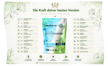 Kollagen Pulver 500g – Multi Collagen Typ 1 2 3 5 & 10 Hydrolysat – Geschmacksneutral – Mastervalley®
